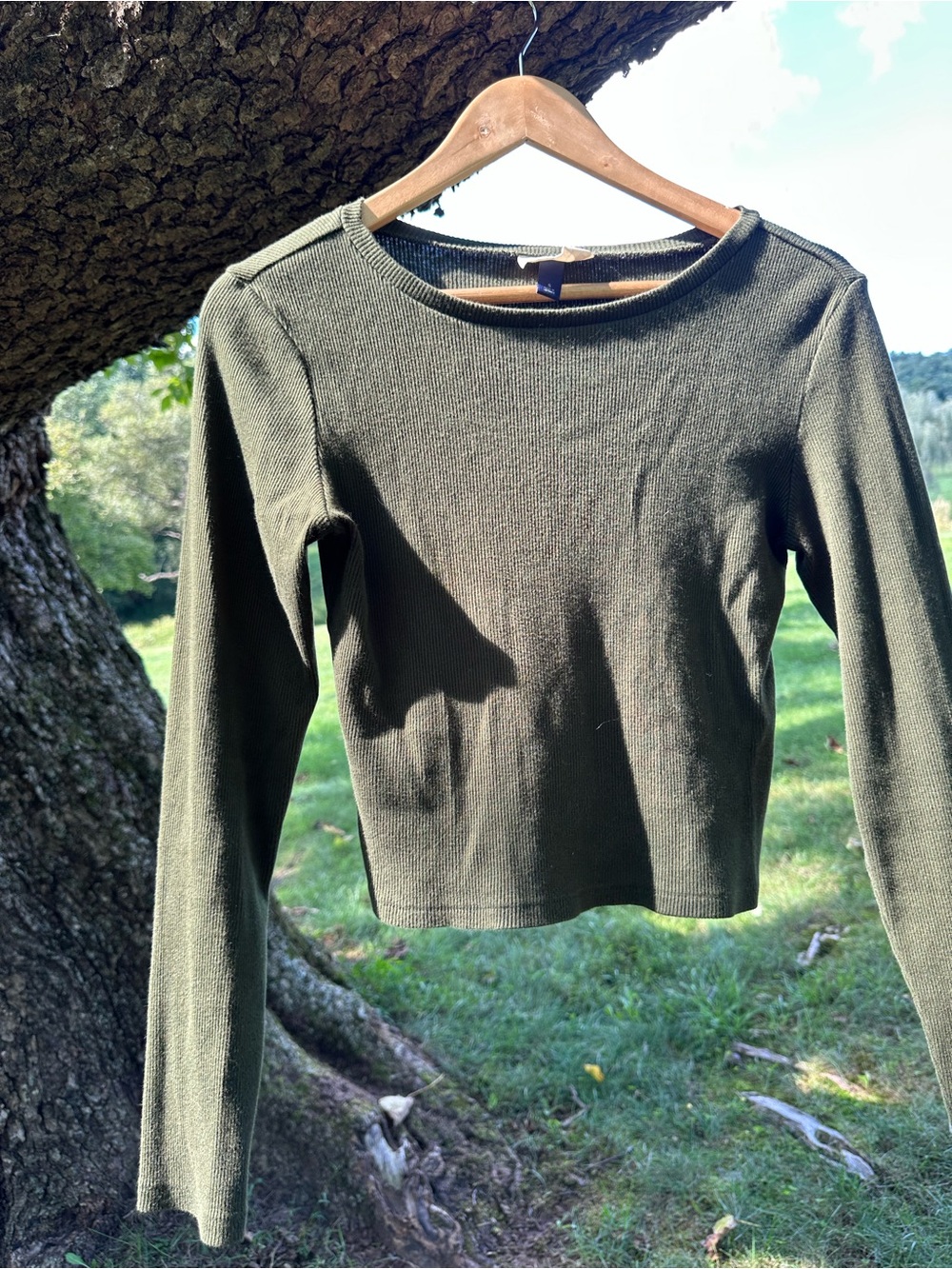 Universal Olive Green Ribbed Long Sleeve Tee